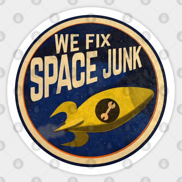 We Fix Space Junk Logo (round) Sticker by Battle Bird Productions